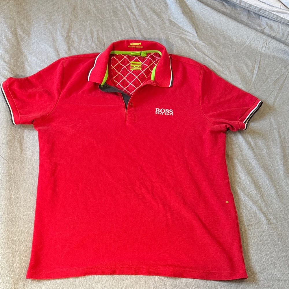 BOSS Red Polo with Neon Accent